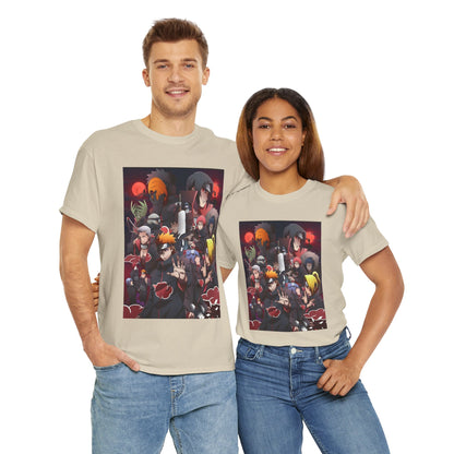 Unisex Heavy Cotton Naruto Akatsuki Anime Front and Back Printed Tee