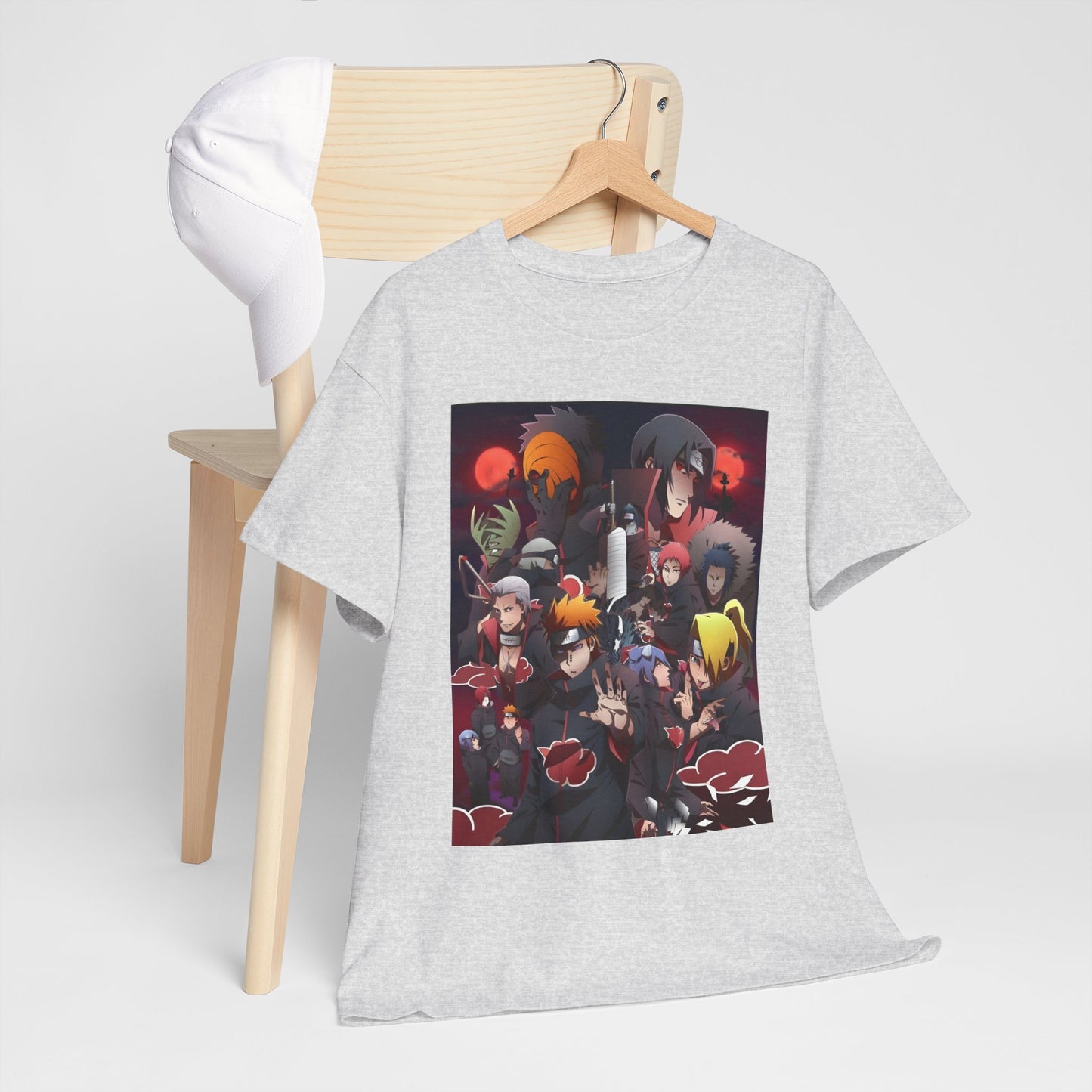 Unisex Heavy Cotton Naruto Akatsuki Anime Front and Back Printed Tee