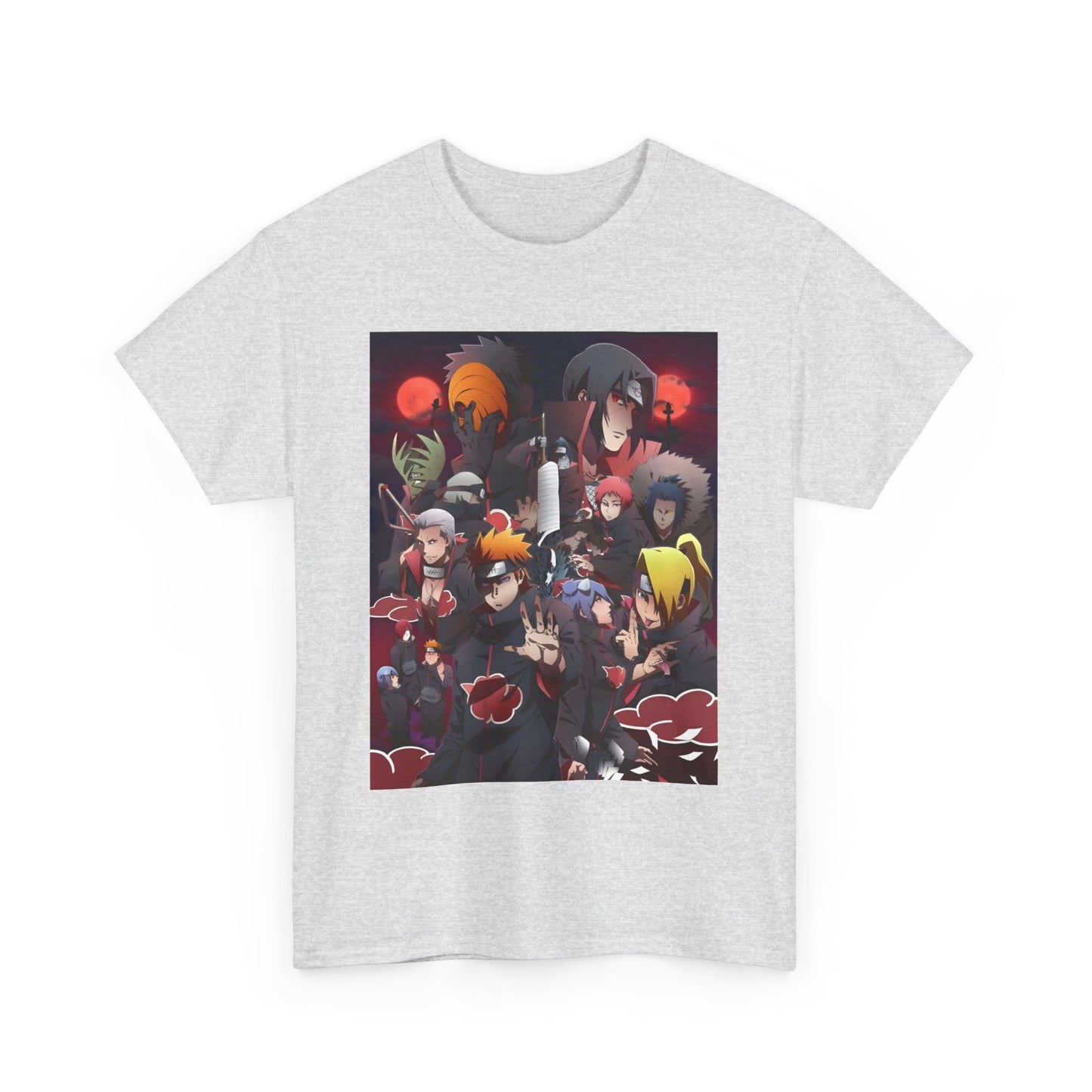 Unisex Heavy Cotton Naruto Akatsuki Anime Front and Back Printed Tee