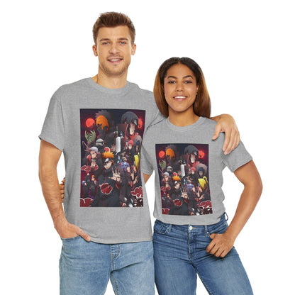 Unisex Heavy Cotton Naruto Akatsuki Anime Front and Back Printed Tee