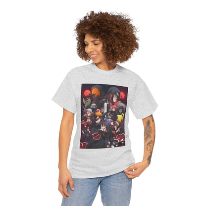 Unisex Heavy Cotton Naruto Akatsuki Anime Front and Back Printed Tee