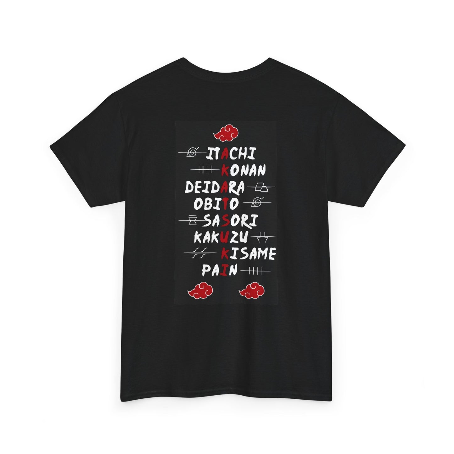 Unisex Heavy Cotton Naruto Akatsuki Anime Front and Back Printed Tee