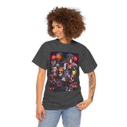 Unisex Heavy Cotton Naruto Akatsuki Anime Front and Back Printed Tee