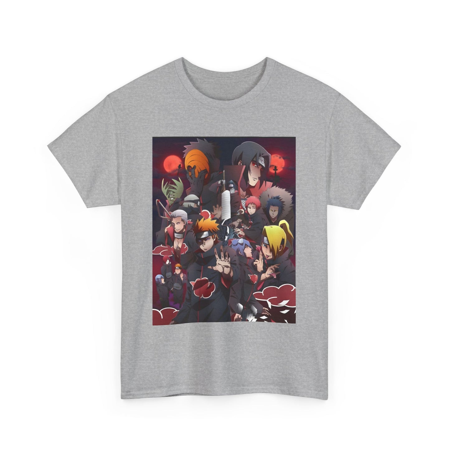 Unisex Heavy Cotton Naruto Akatsuki Anime Front and Back Printed Tee