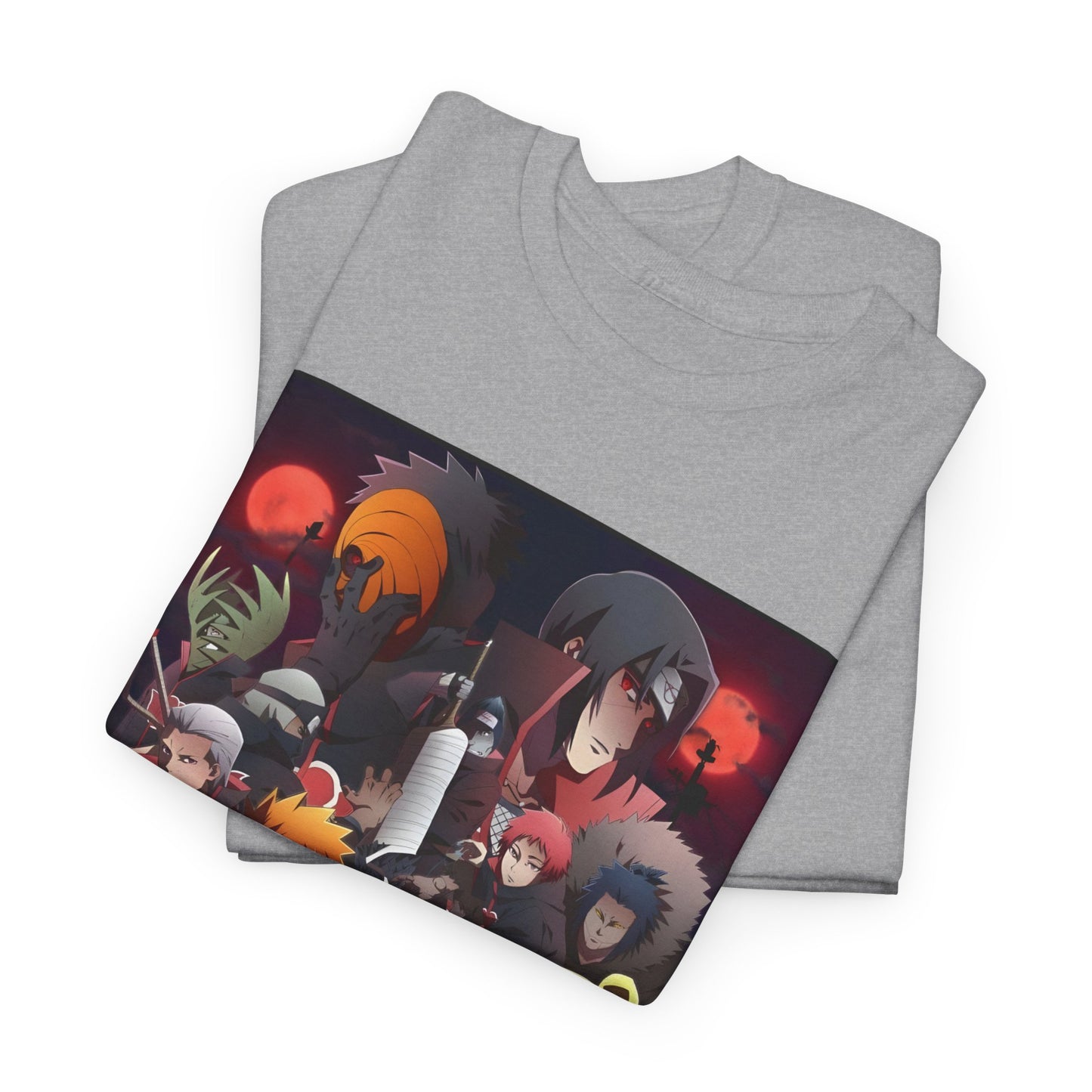 Unisex Heavy Cotton Naruto Akatsuki Anime Front and Back Printed Tee