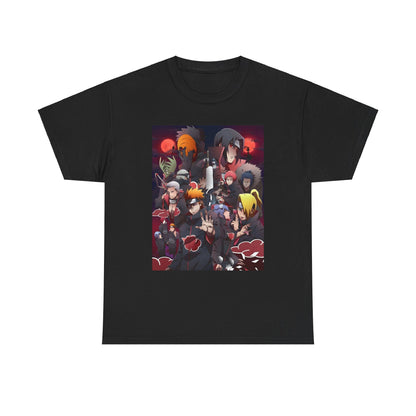 Unisex Heavy Cotton Naruto Akatsuki Anime Front and Back Printed Tee