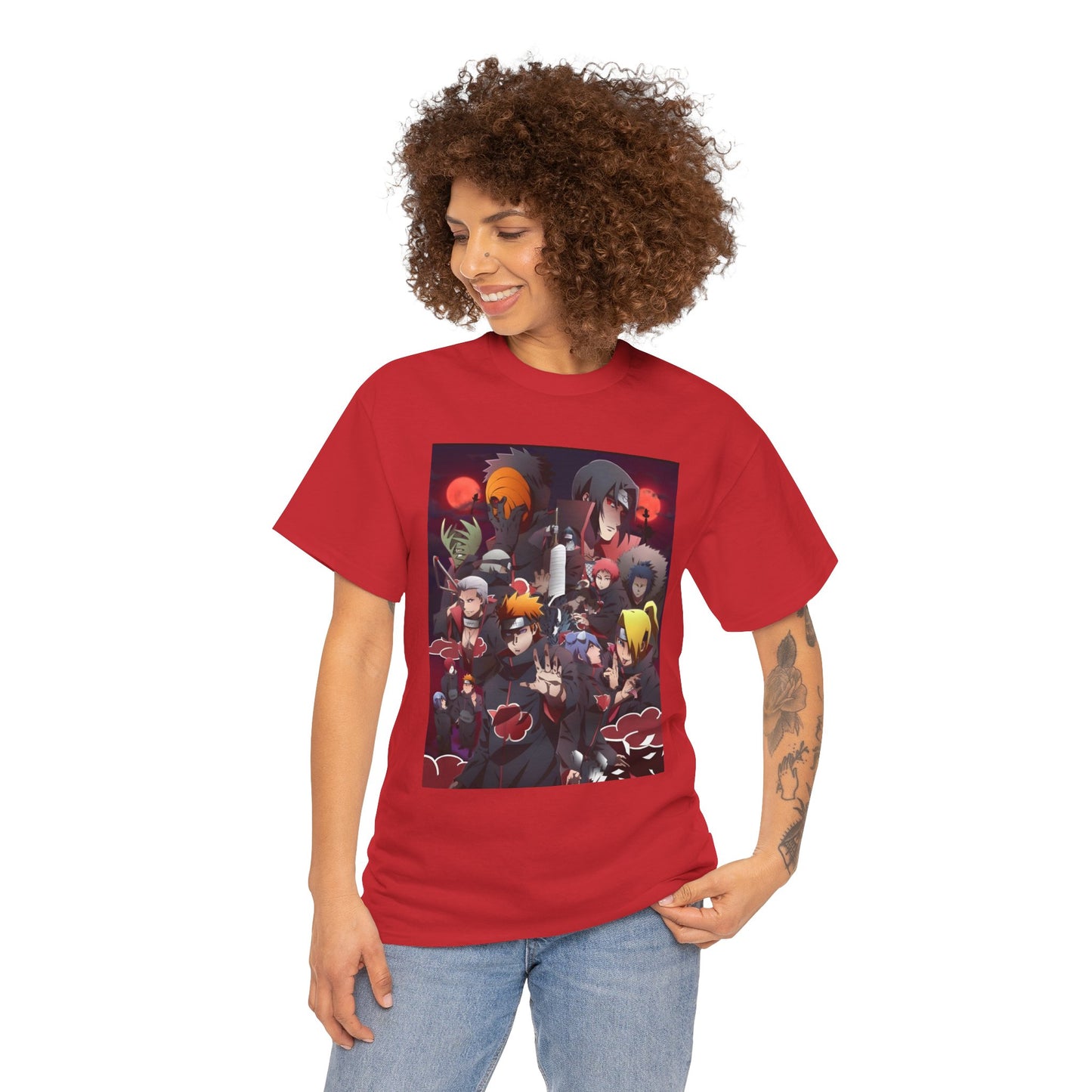 Unisex Heavy Cotton Naruto Akatsuki Anime Front and Back Printed Tee