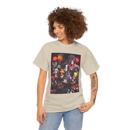 Unisex Heavy Cotton Naruto Akatsuki Anime Front and Back Printed Tee