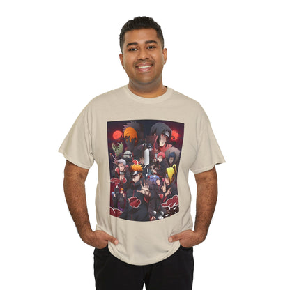 Unisex Heavy Cotton Naruto Akatsuki Anime Front and Back Printed Tee