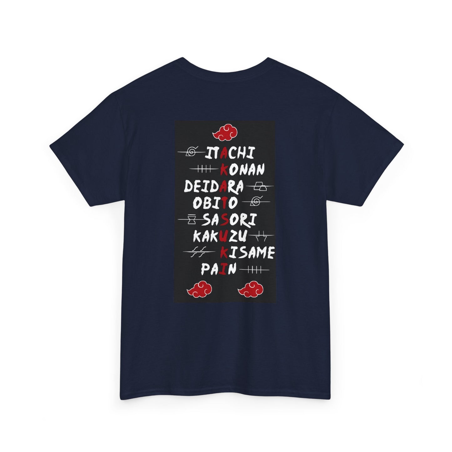 Unisex Heavy Cotton Naruto Akatsuki Anime Front and Back Printed Tee