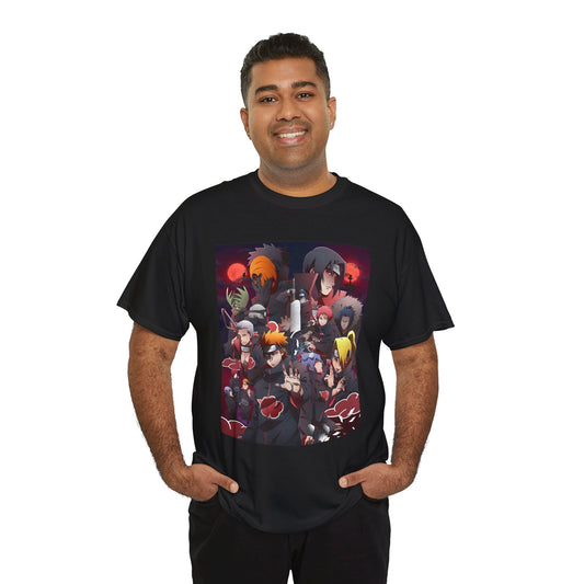 Unisex Heavy Cotton Naruto Akatsuki Anime Front and Back Printed Tee