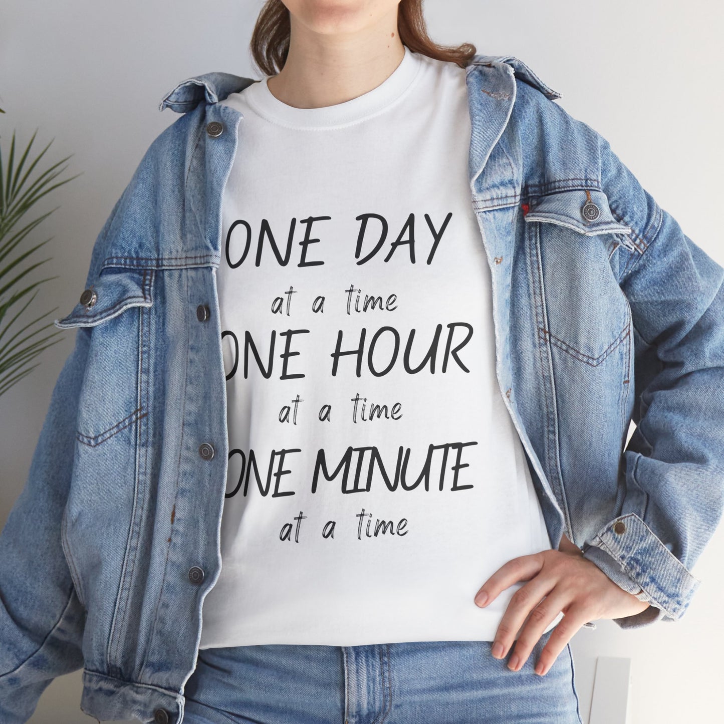 Motivational Unisex Heavy Cotton Tee – 'One Day at a Time' Humor Design