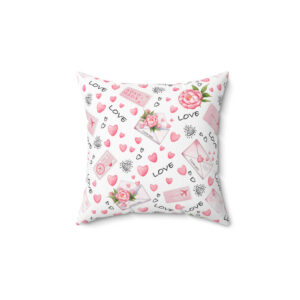 Romantic Hearts & Love Letter Spun Polyester Square Pillow | Soft Durable Fabric | Home Decor Essential