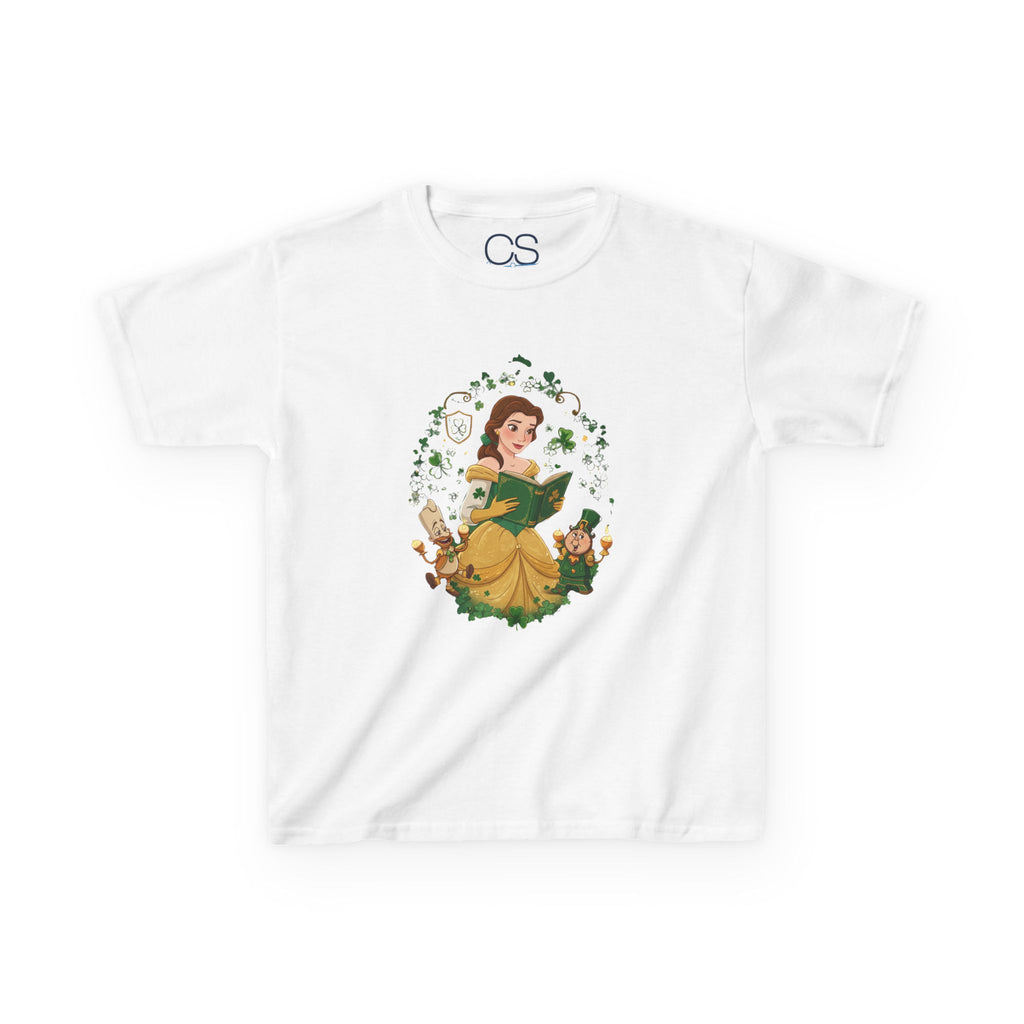 Disney Belle St. Patrick's Day Kids Heavy Cotton T-Shirt | Soft Kids Cotton | Comfortable Playwear