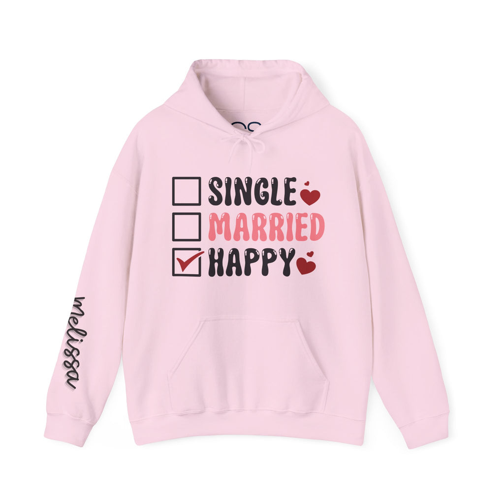 Single? Married? HAPPY! Personalized Hooded Sweatshirt | Cozy Fleece Lined | Perfect for Cold Days - Image 9