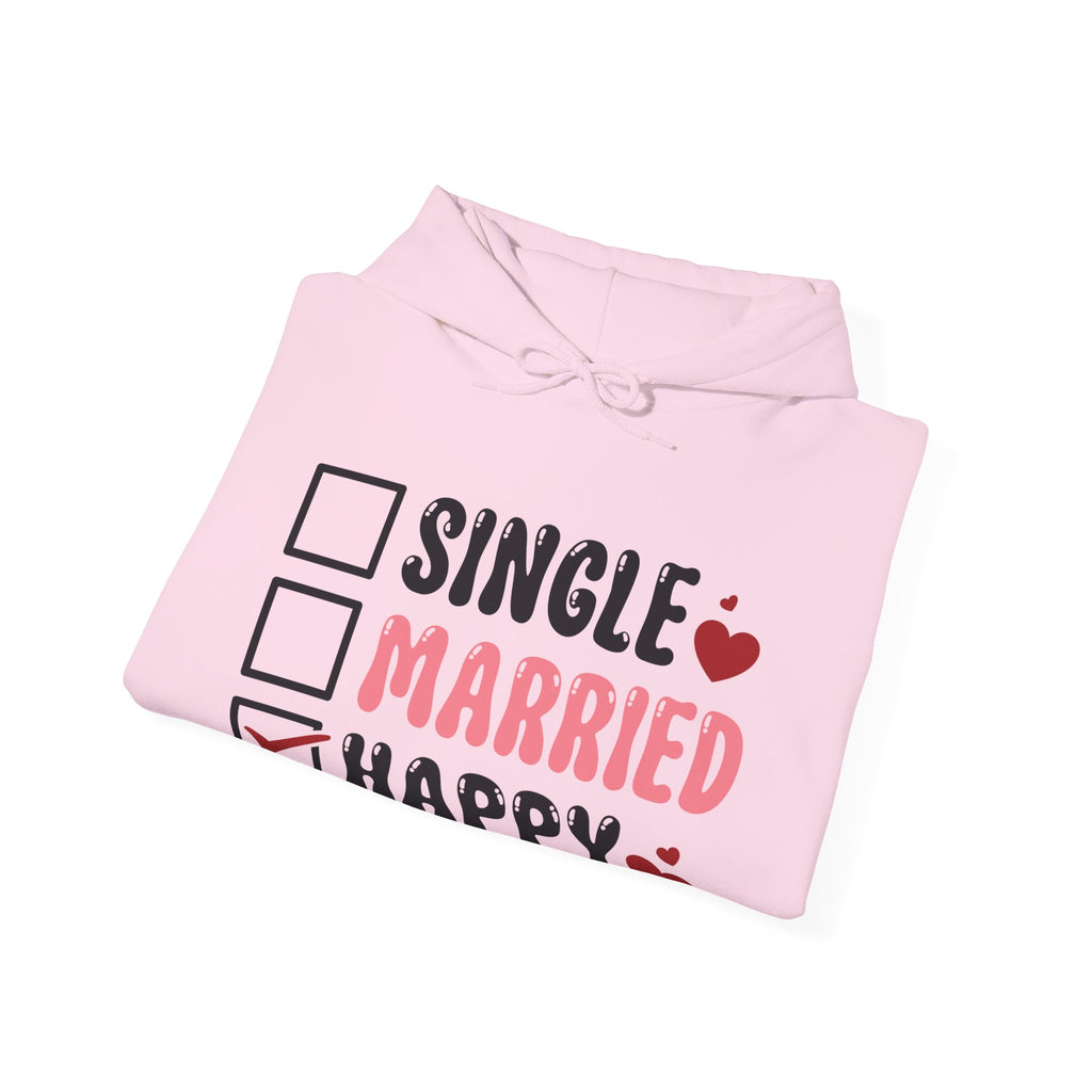 Single? Married? HAPPY! Personalized Hooded Sweatshirt | Cozy Fleece Lined | Perfect for Cold Days - Image 26
