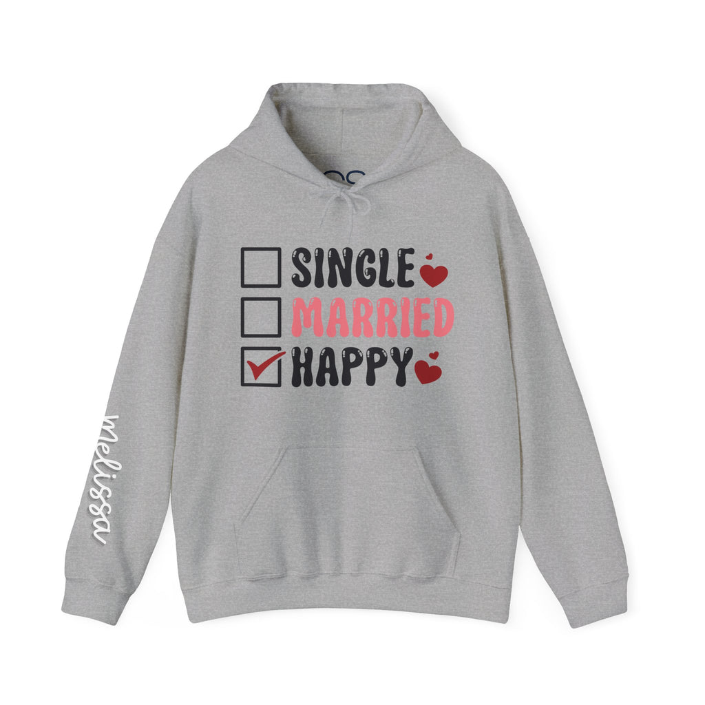 Single? Married? HAPPY! Personalized Hooded Sweatshirt | Cozy Fleece Lined | Perfect for Cold Days - Image 11