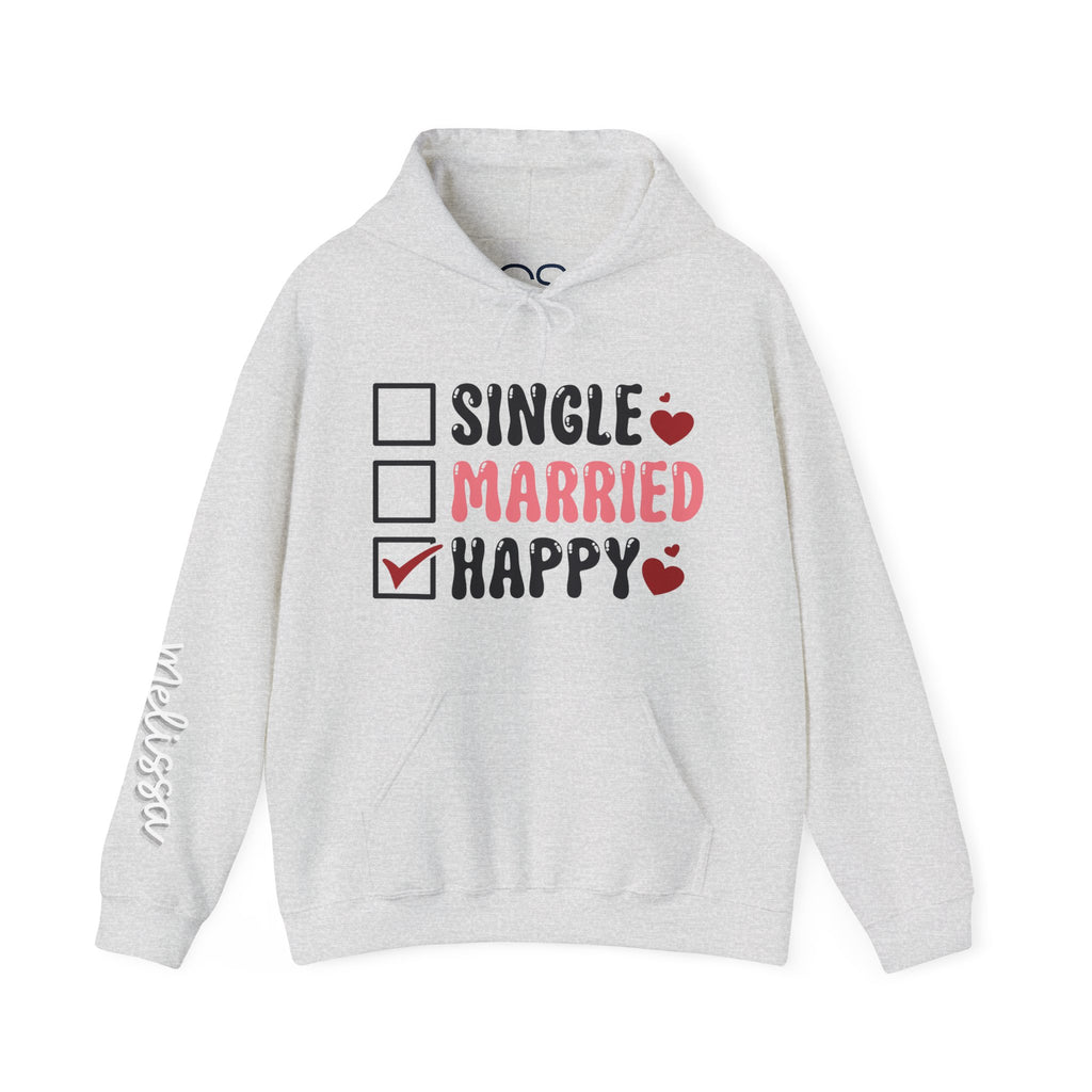 Single? Married? HAPPY! Personalized Hooded Sweatshirt | Cozy Fleece Lined | Perfect for Cold Days - Image 2