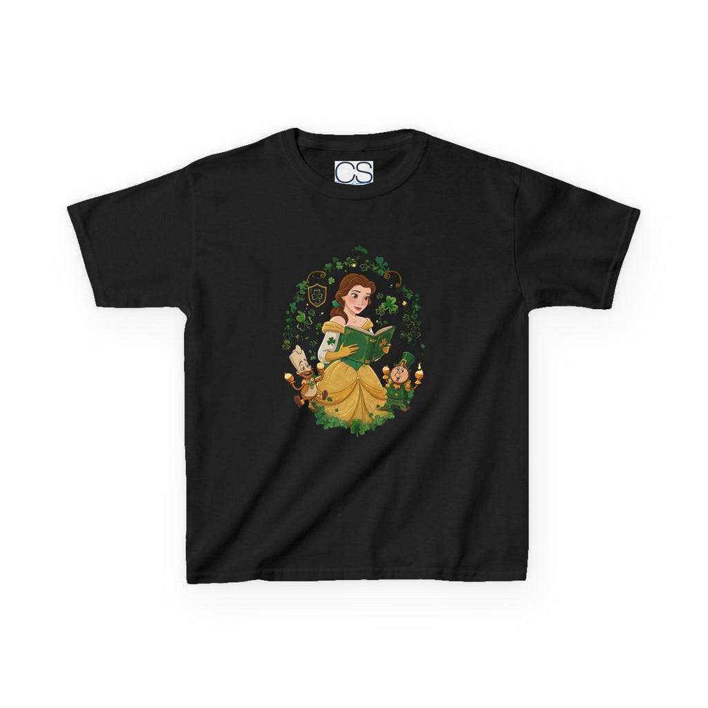 Disney Belle St. Patrick's Day Kids Heavy Cotton T-Shirt | Soft Kids Cotton | Comfortable Playwear - Image 7