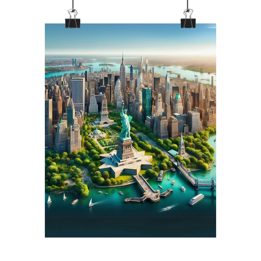 New York City Aerial View Poster | High-Quality Matte Print | Wall Art Masterpiece