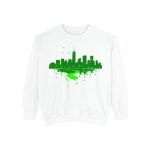 Chicago Skyline St. Patrick's Day Unisex Garment-Dyed Sweatshirt | Comfortable Cotton Blend | Everyday Casual