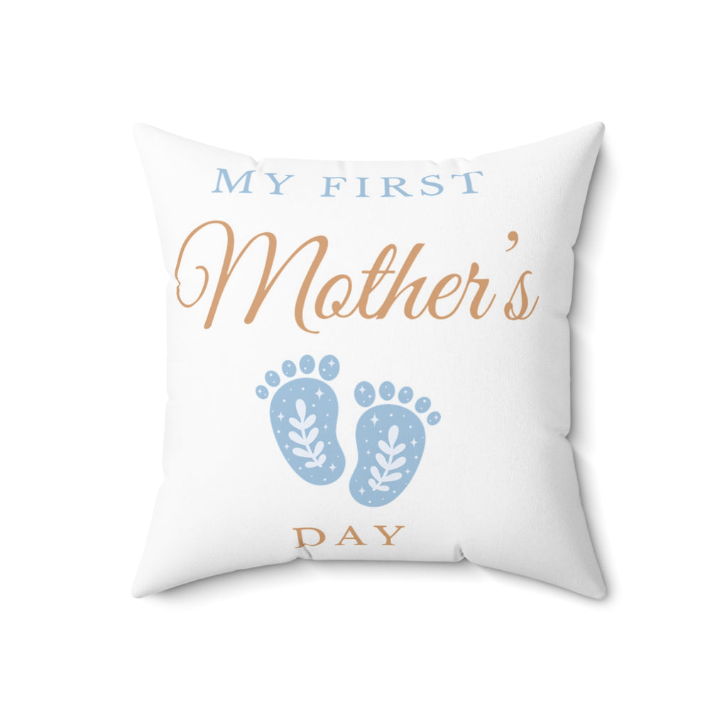My First Mother's Day Pillow Blue - New Mom Gift | Soft Durable Fabric | Home Decor Essential - Image 3