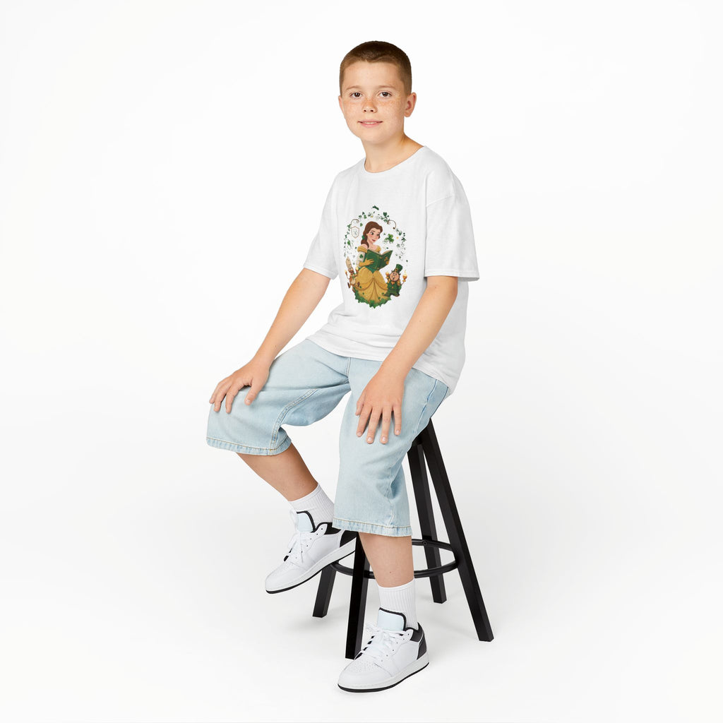 Disney Belle St. Patrick's Day Kids Heavy Cotton T-Shirt | Soft Kids Cotton | Comfortable Playwear - Image 2