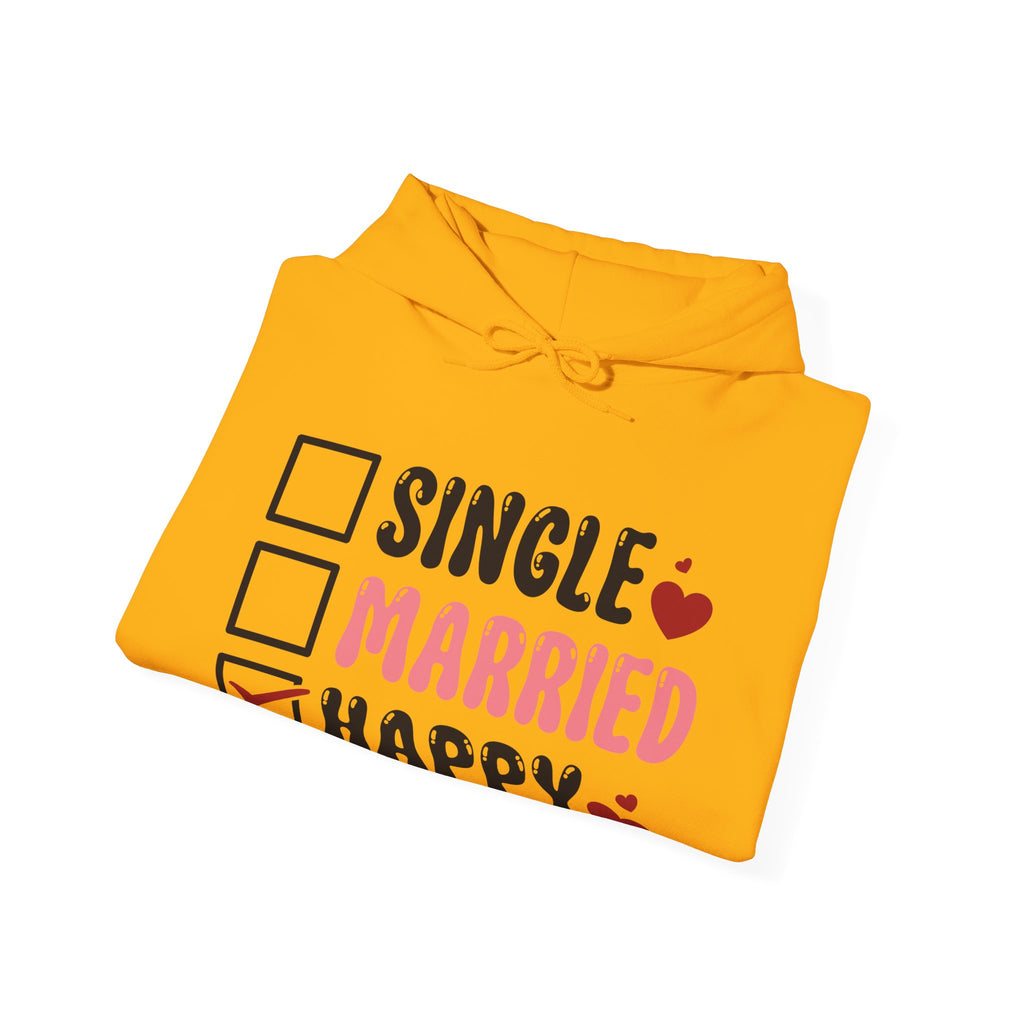 Single? Married? HAPPY! Personalized Hooded Sweatshirt | Cozy Fleece Lined | Perfect for Cold Days - Image 29