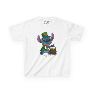 Disney Stitch St. Patrick's Day Kids Heavy Cotton T-Shirt - Lucky Stitch Tee | Soft Kids Cotton | Comfortable Playwear