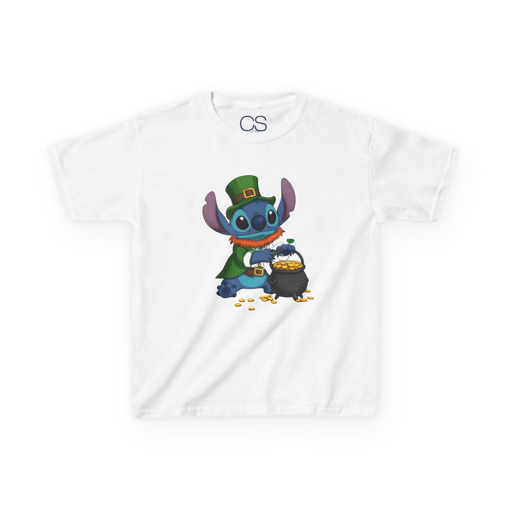 Disney Stitch St. Patrick's Day Kids Heavy Cotton T-Shirt - Lucky Stitch Tee | Soft Kids Cotton | Comfortable Playwear