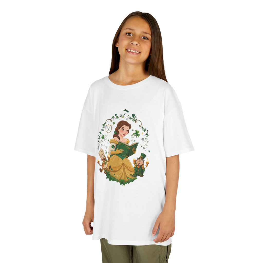Disney Belle St. Patrick's Day Kids Heavy Cotton T-Shirt | Soft Kids Cotton | Comfortable Playwear - Image 3