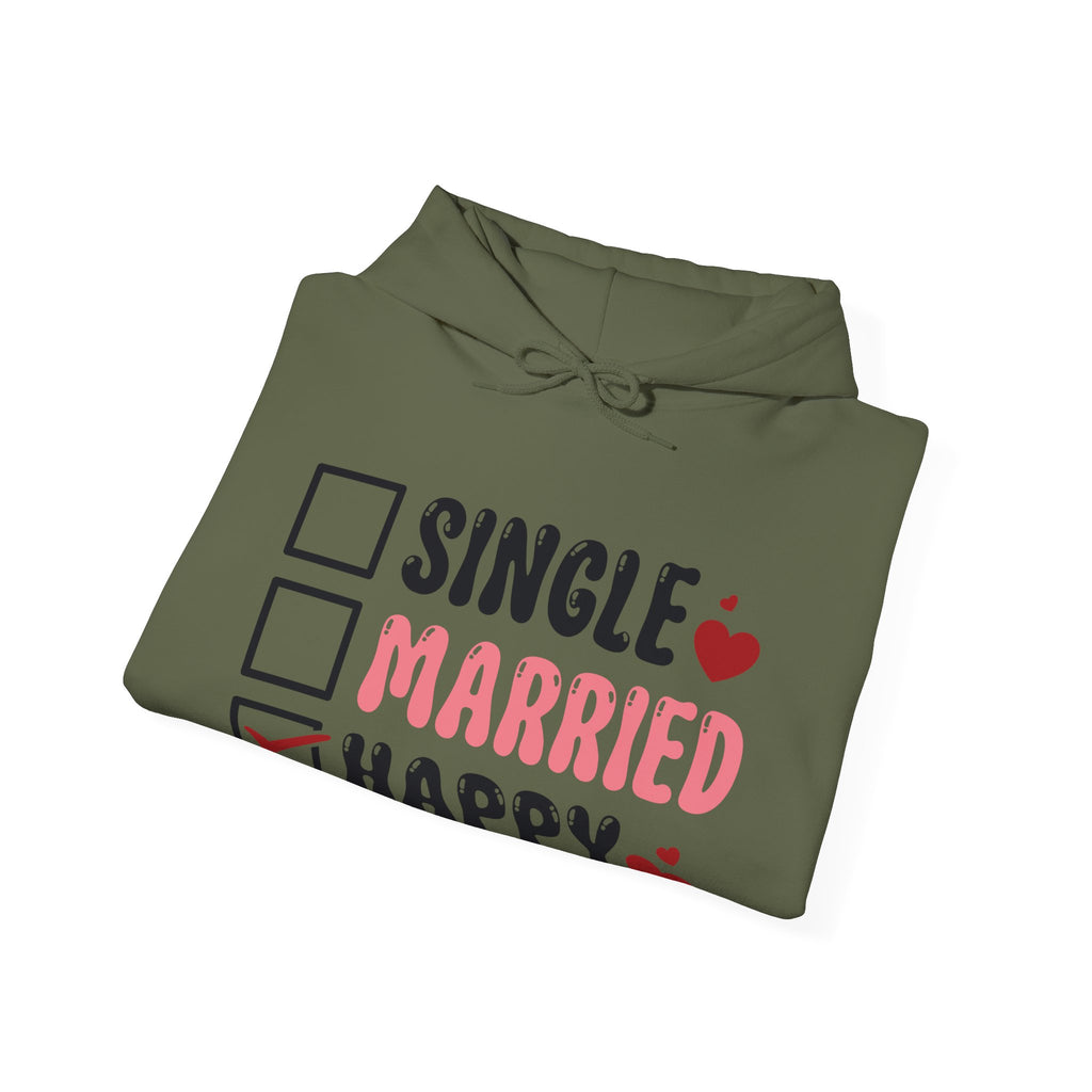 Single? Married? HAPPY! Personalized Hooded Sweatshirt | Cozy Fleece Lined | Perfect for Cold Days - Image 20