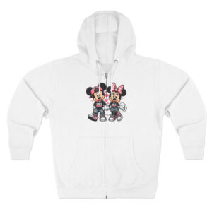 Mickey & Minnie Couple Unisex Zip Hoodie | Cozy Fleece Lined | Perfect for Cold Days