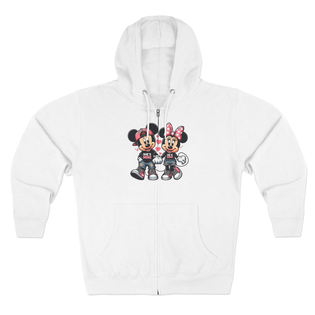 Mickey & Minnie Couple Unisex Zip Hoodie | Cozy Fleece Lined | Perfect for Cold Days