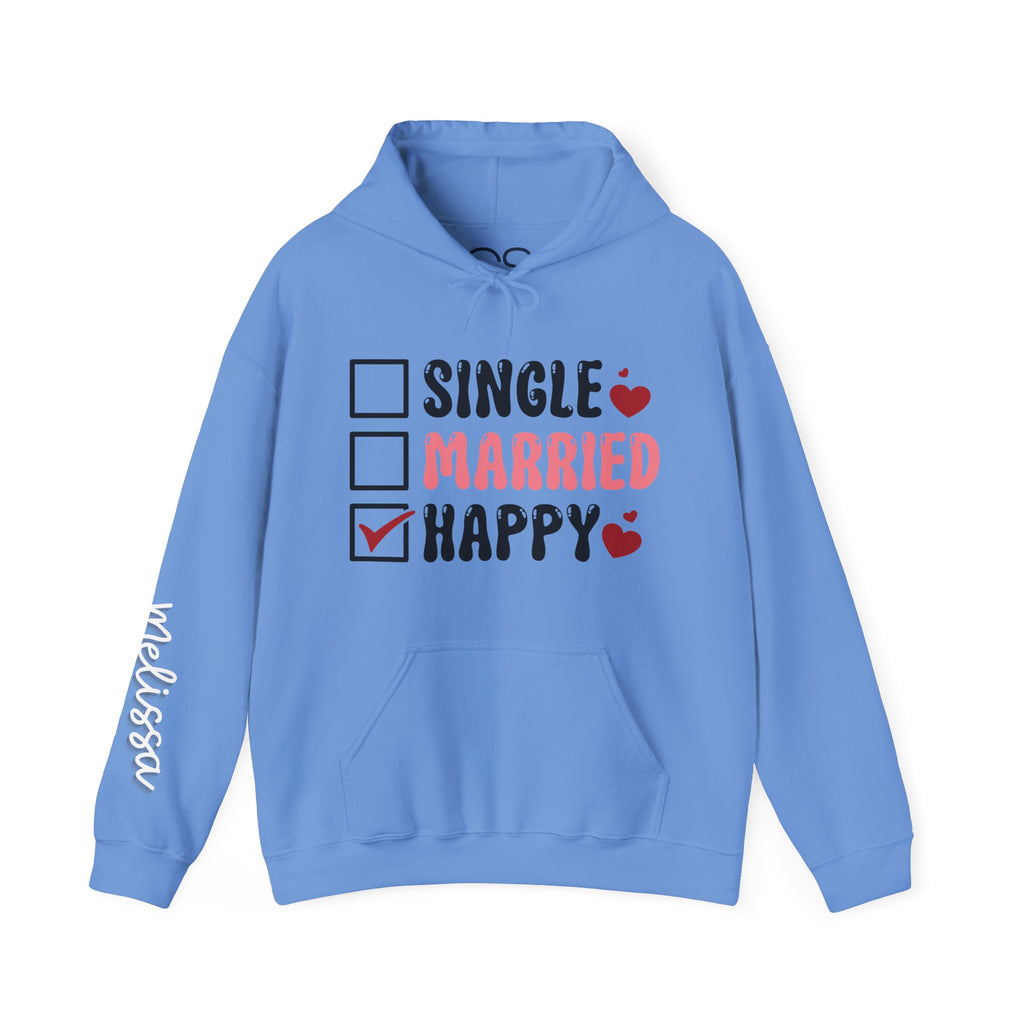 Single? Married? HAPPY! Personalized Hooded Sweatshirt | Cozy Fleece Lined | Perfect for Cold Days - Image 5