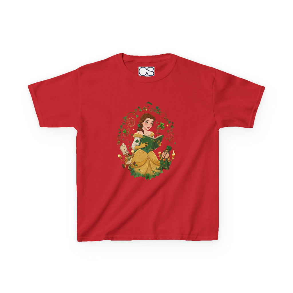 Disney Belle St. Patrick's Day Kids Heavy Cotton T-Shirt | Soft Kids Cotton | Comfortable Playwear - Image 12