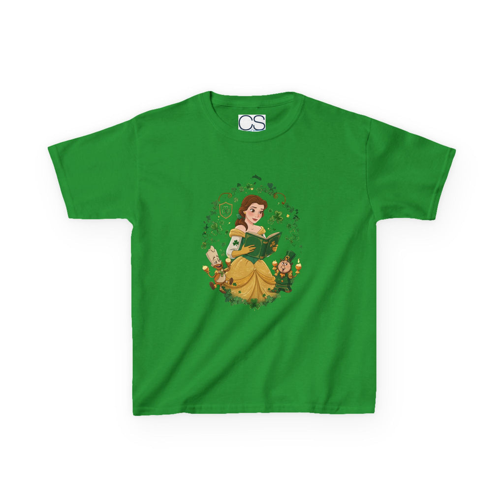 Disney Belle St. Patrick's Day Kids Heavy Cotton T-Shirt | Soft Kids Cotton | Comfortable Playwear - Image 9