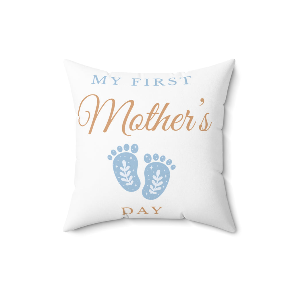 My First Mother's Day Pillow Blue - New Mom Gift | Soft Durable Fabric | Home Decor Essential - Image 2