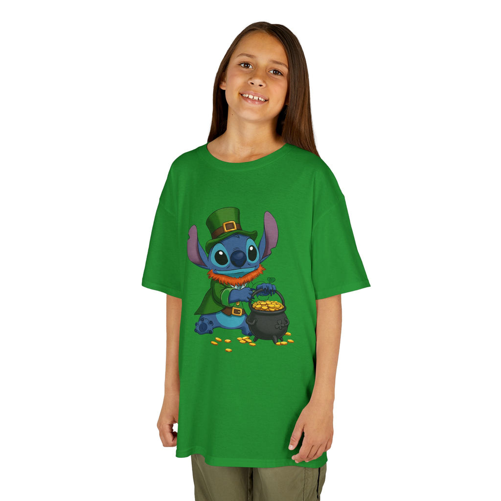 Disney Stitch St. Patrick's Day Kids Heavy Cotton T-Shirt - Lucky Stitch Tee | Soft Kids Cotton | Comfortable Playwear - Image 5