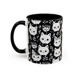 Whiskers & Blooms Cat-Themed Ceramic Mug | Premium Ceramic Cup | Perfect Gift for Coffee Lovers