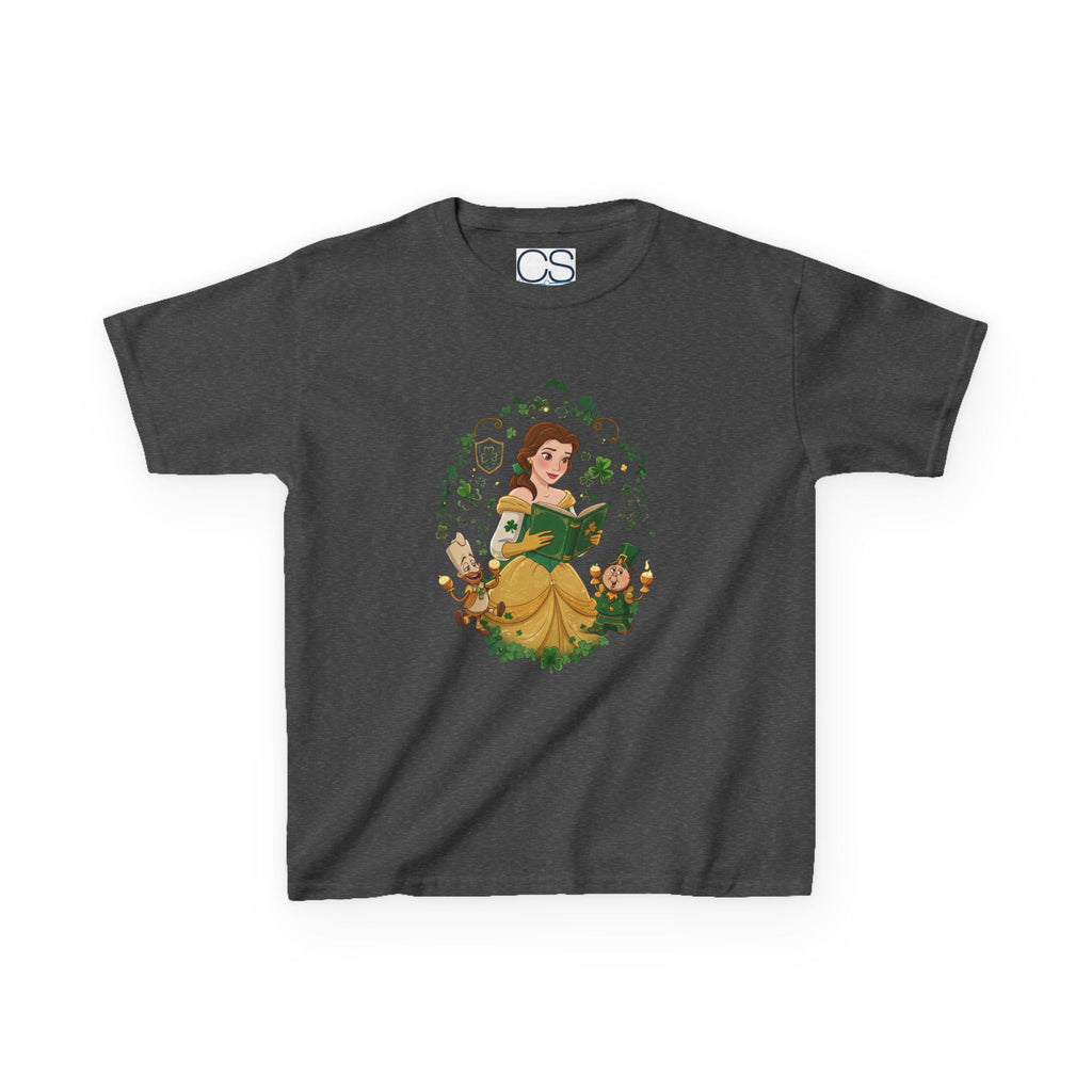 Disney Belle St. Patrick's Day Kids Heavy Cotton T-Shirt | Soft Kids Cotton | Comfortable Playwear - Image 10