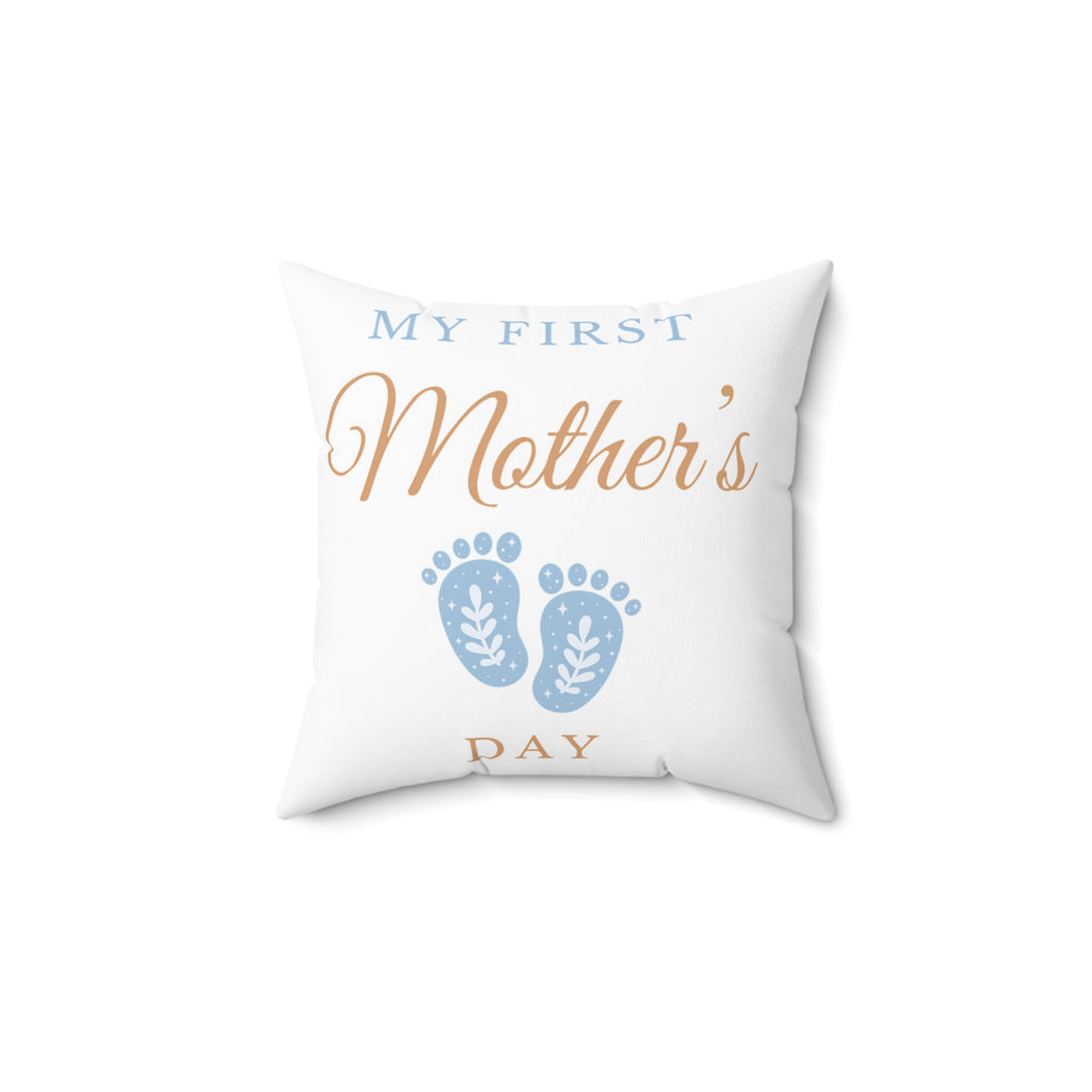 My First Mother's Day Pillow Blue - New Mom Gift | Soft Durable Fabric | Home Decor Essential