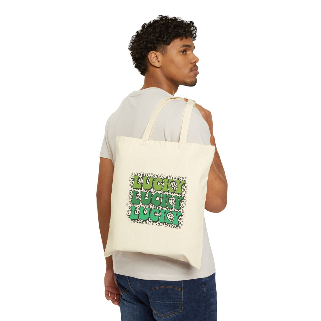 Lucky Lucky Lucky St. Patrick's Day Canvas Tote Bag | Durable Canvas | Everyday Carry-All - Image 2