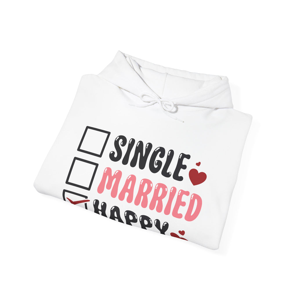 Single? Married? HAPPY! Personalized Hooded Sweatshirt | Cozy Fleece Lined | Perfect for Cold Days - Image 15