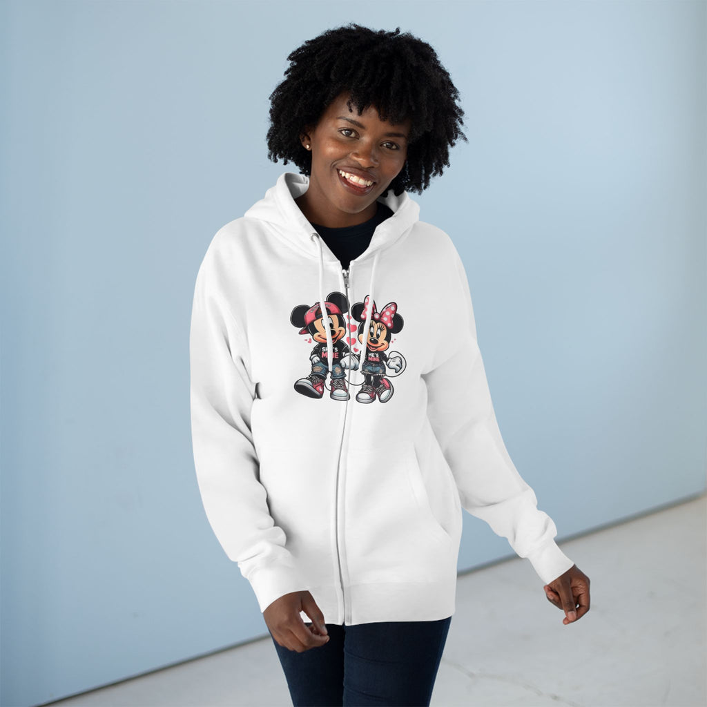 Mickey & Minnie Couple Unisex Zip Hoodie | Cozy Fleece Lined | Perfect for Cold Days - Image 2