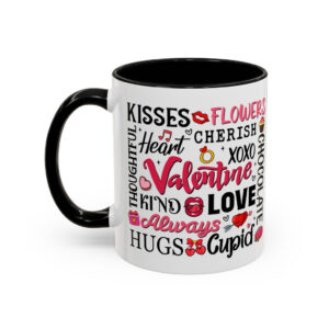Valentine's Day Word Art Color Mug with Personalized Name | Premium Ceramic Cup | Perfect Gift for Coffee Lovers