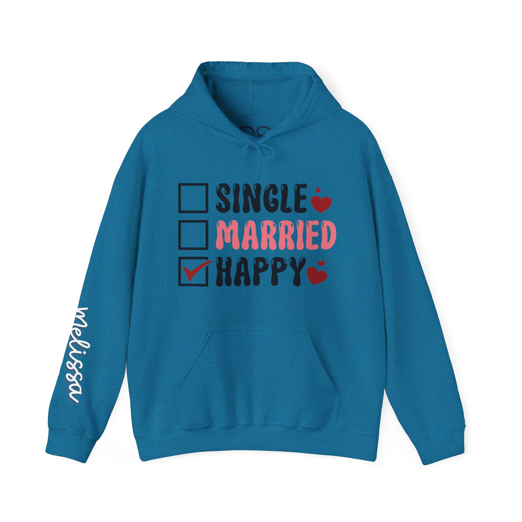 Single? Married? HAPPY! Personalized Hooded Sweatshirt | Cozy Fleece Lined | Perfect for Cold Days - Image 8