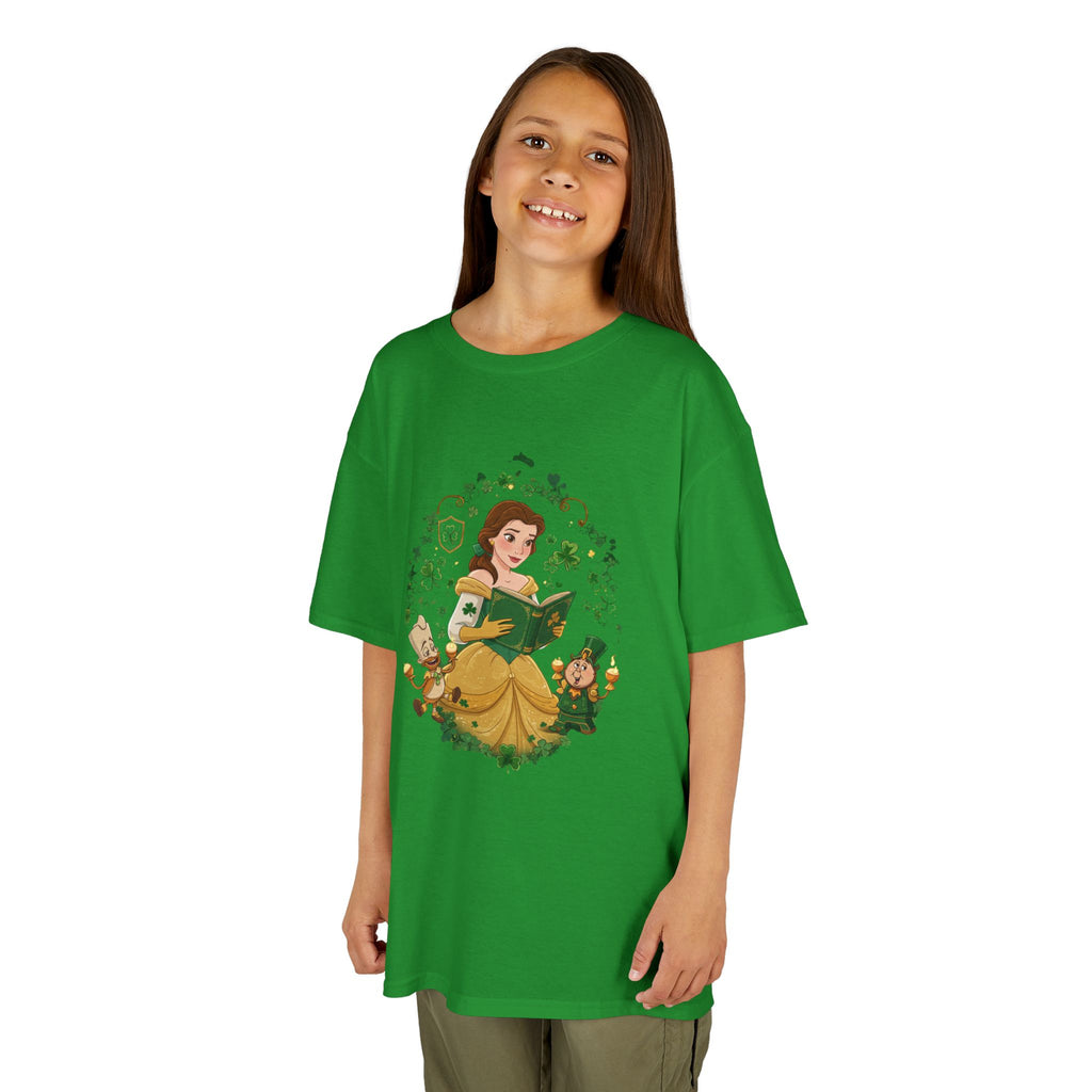 Disney Belle St. Patrick's Day Kids Heavy Cotton T-Shirt | Soft Kids Cotton | Comfortable Playwear - Image 4