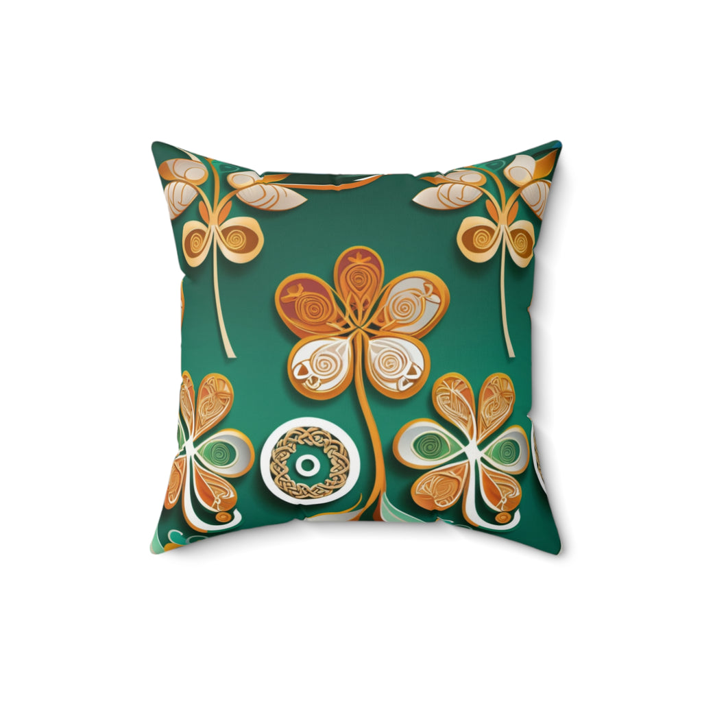 Golden Shamrock St. Patrick’s Day Pillow – Festive Irish Charm | Soft Durable Fabric | Home Decor Essential - Image 2