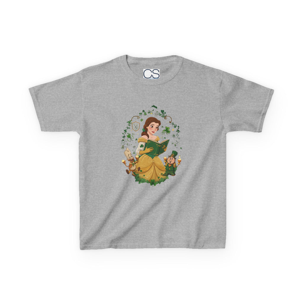 Disney Belle St. Patrick's Day Kids Heavy Cotton T-Shirt | Soft Kids Cotton | Comfortable Playwear - Image 8